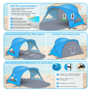 Tente de plage instantanée E-RIKE pour 3 personnes, personnalisée, imperméable, UPF <span class=keywords><strong>50</strong></span>+, abri solaire portable - Product Image 5