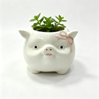 OEM ODM Nouveau Pot à Succulentes en Céramique 3D Créatif Chien Chat Mignon, Pot de Fleurs en Porcelaine Personnalisé Motif Animal Dessin Animé pour Bureau