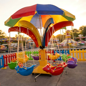 Columpio giratorio infantil con forma de <span class=keywords><strong>sombrilla</strong></span>, <span class=keywords><strong>silla</strong></span> voladora móvil con diseño de delfín para parques de atracciones, granjas y zonas de juego - Product Image 1