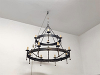Lustre Gothique Vintage en Fer Forgé, Suspension Rustique à Deux Niveaux en Anneau, Lampe Décorative Suspendue Réglable pour Salon