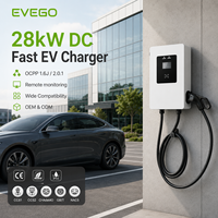 EVEGO 28kW CCS1 Monophasé 240V Niveau 2 OCPP2.0.1 ISO15118 WiFi Chargeur mural intelligent rapide EVSE commercial intelligent