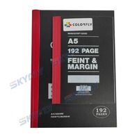 Vente chaude 192 pages livre de compteur à couverture rigide A5 Feint & Margin 2 Quire cahier noir avec paperasserie pour l'écriture des étudiants de l'école