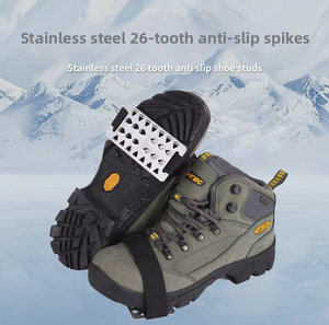 Lovita Couvre-chaussures d'hiver antidérapants pour extérieur, à 26 crampons en acier épaissis, pour glace et neige, anti-chute, pour l'alpinisme - Product Image 4