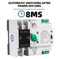 Inverseur solaire photovoltaïque mini ATS sur rail DIN, double alimentation, commutateurs de transfert automatique, alimentation ininterrompue 2P 63A 100A 125A