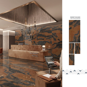Burant Volcano Travertine Look Porcelain Tiles 600x1200mm Non Slip High Gloss Bathroom Outdoor - Product Image 1