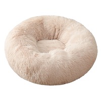 Nouveau style de lit pour animaux de compagnie portable pour canapé, mignon, super doux, rond, lavable, en peluche moelleuse, forme beignet, maison pour chat en velours, pour l'hiver