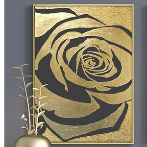 Quadro Decorativo per Soggiorno, Regalo, Dipinto a Mano 100% con <span class=keywords><strong>Fiori</strong></span> Dorati, Arte <span class=keywords><strong>su</strong></span> <span class=keywords><strong>Tela</strong></span> - Product Image 5