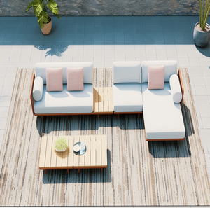 Modern Comfortable Outdoor <b>Garden</b> Courtyard Patio Teak <b>Corner</b> Set Aluminum Frame Waterproof Fabric Furniture for Wl-freeman - Product Image 1