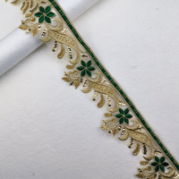 Bordure de dentelle de fleur brodée en or rose décoration de tissu de dentelle Guipure fait à la main garniture de dentelle de perles pailletées avec des perles