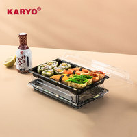 KARYO 1109 Boîte à bento en plastique transparente avec couvercle imprimé personnalisé pour sushi Récipient d'emballage en plastique