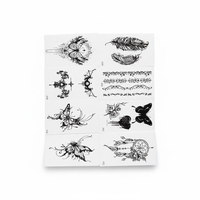 Autocollants de tatouage temporaire adhésifs personnalisables en vinyle imperméable, motif papillon noir et blanc, effet plume, sans douleur, art corporel réaliste