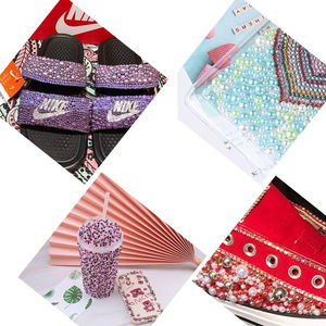 QIAO Halbrunde Perlen Transparente Basis AB Farbe Glitter Harz Flatback Perlen für Kleidung Dekorative Bastel zubehör - Product Image 5