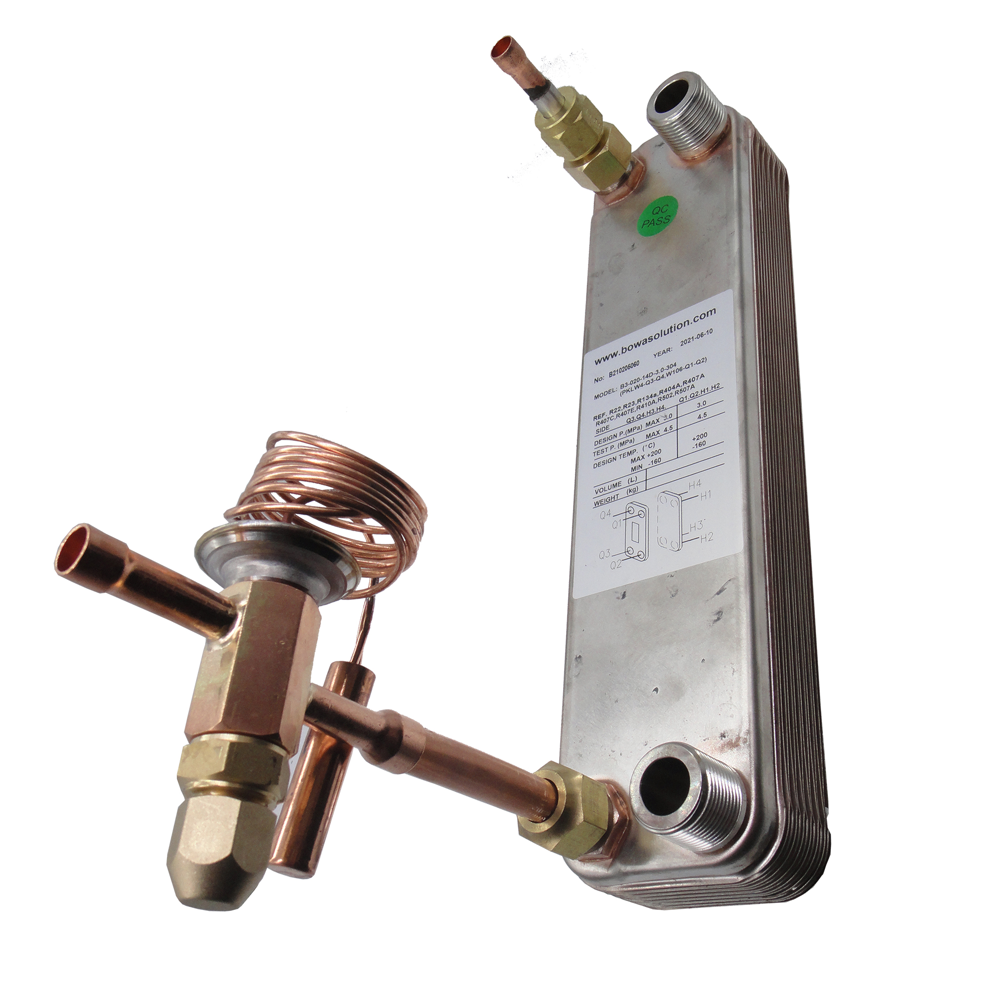 7.5KW (R410aから水) 地熱ヒートポンプの蒸発器または水チラーのコンデンサーとして