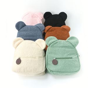 Korean Style Cute Cartoon Bear Toddler <b>Backpack</b> Portable School Bag with Zipper Closure Polyester Lining for Boys Girls Ladies - Product Image 4