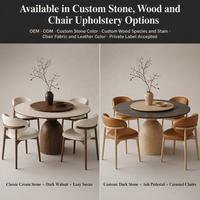 Table à manger ronde en chêne moderne et ensemble de 6 chaises avec plateau tournant, mobilier compact pour la maison