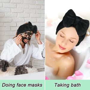 Bandeau de spa doux en polaire Carol, bandeau de maquillage avec un joli nœud, bandeau élastique pour le lavage du visage et les soins de la peau - Product Image 6