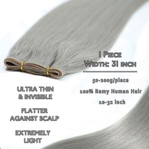 Cuticules brutes pour mèches de cheveux Remy, gris luxueux, 100% humaines, ultra-fines, russes, double tirage, trame invisible, sans perte de cheveux - Product Image 2