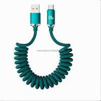 Kabel Spiral untuk Mobil Gaming 120W Pengisian Daya Super Cepat USB Tipe C Kabel Nilon Terjalin untuk Ponsel Tablet Perjalanan Kantor