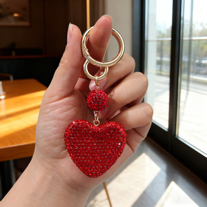 Full Crystal Heart Keychain Luxury Diamond-encrusted <b>Car</b> <b>Key</b> <b>Fob</b> Premium Rhinestone Pendant Designer Bag Charm for Women Gift - Product Image 4
