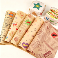 Feuilles de papier sulfurisé imprimées enduites de PE, qualité alimentaire, pour emballage de burgers, frites et plats à emporter