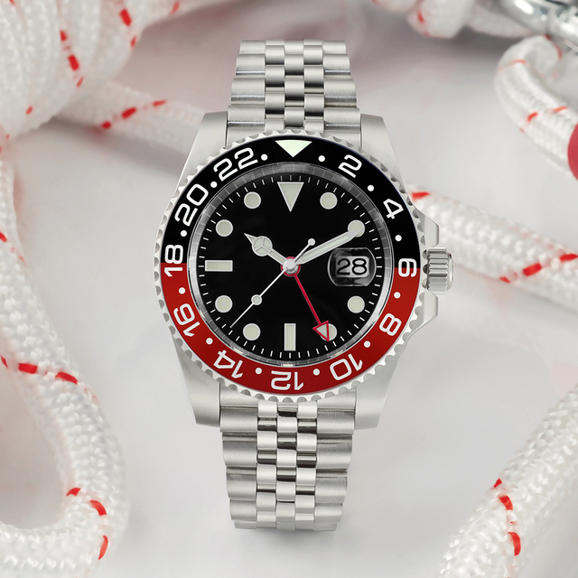 Custom logo Low Moq Oem Luxury 20atm Dome Gmt Automatic Mechanical 316L Stainless Steel Diving Diver Watch Men for Sale