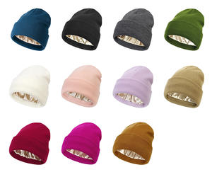 หมวกบีนนี่อะคริลิคฤดูหนาวสำหรับผู้ชายผู้หญิงหมวกบีนนี่ถักด้วยความร้อนผ้าไหมซาตินซับในลายพรางลวดลายตัวละคร - Product Image 6