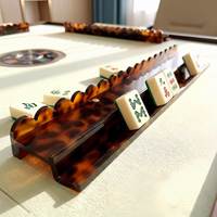 Set Rak Mahjong Akrilik Magnetik 2-in-1 Mewah Portabel 17,5 inci Bergelombang dengan 4 Penyangga Ubin Berlekuk & Penggaris