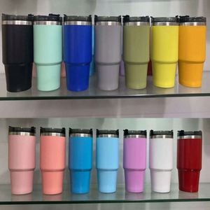 30oz Stainless Steel Vacuum <b>Insulated</b> Car Tumbler Outdoor Sports Ice Coffee <b>Cup</b> With Straw Handle Fitness Hiking - Product Image 3