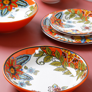 Assiette profonde en céramique de Style européen, vaisselle en céramique d'<span class=keywords><strong>automne</strong></span> de 90 plats, bol de riz et à nouilles ménagère - Product Image 4