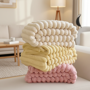 Luxury Bubble Marshmallow Assorted Flannel Smooth Fleece <strong>Bed</strong> <strong>Throw</strong> Blanket Plush Cozy Anti-static Blankets <strong>for</strong> Winter <strong>king</strong> <strong>Size</strong> - Product Image 1