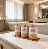 Ensemble de 3 pots à épices en céramique OEM avec couvercles – Rangement de cuisine multifonctionnel pour cadeaux et décoration intérieure