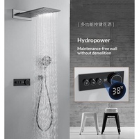 Ensemble de douche encastré tout cuivre à poignée unique avec affichage numérique intelligent thermostatique mural et jet de pluie