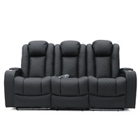 Canapé inclinable électrique en cuir Geeksofa moderne pour 6 personnes, ensemble de canapé home cinéma avec console et table rabattable, configuration 3+2+1 places