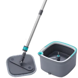 Clean Spin Mop and Bucket System Dual Compartment Mop Bucket Washable Microfiber Mop Pads