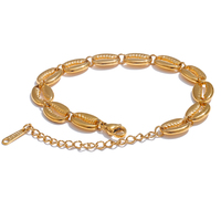 Bracelet d'été fait main JINYOU 4287 en acier inoxydable plaqué or 18 carats, coque métallique, étanche, idéal pour la plage et les vacances