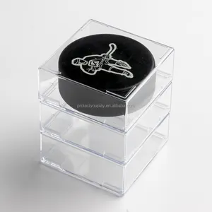 Hockey Puck Display Case Cube Square Holder UV Protection 99%