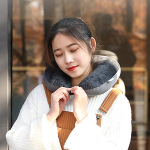 Almohada de viaje en forma de U para el cuello, 28x26x14cm, portátil, de color sólido, de poliéster y espuma, almohada de soporte para avión, oficina y siesta. - Product Image 2