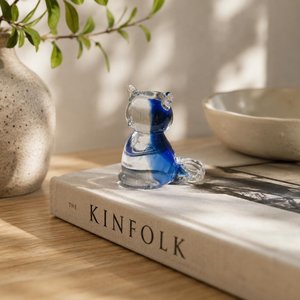Figura de Gato de Cristal Hecha a Mano, Decoración de Cristal Azul con Forma de Animal, Adorno Moderno para Mesa del Hogar, Regalo, Recuerdo - Product Image 5