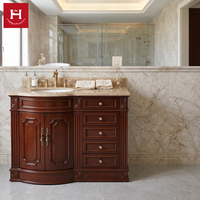 Ensemble de meubles de salle de bain luxueux américains OEM Happy Houses, comprenant des armoires de salle de bain, des panneaux, un miroir LED, un lavabo et un robinet