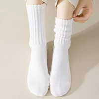 Chaussettes jetables pour femmes, extra longues, effet froissé, couleur unie, en coton doux et élasthanne, pour bottes d'hiver décontractées