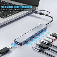7-in-1 Computer Hardware Software Type C to USB 3.0 & 2.0 Hub Splitter Extender Multiport USB C Adapter for Laptop in Stock