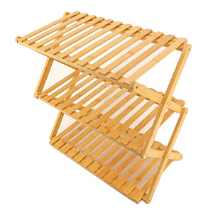 Factory wholesale minimalist modern multi-layer bamboo folding <b>shoe</b> rack, no installation required, suitable for dormitory - Product Image 1