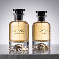 Flacon de parfum en verre cristallin transparent de luxe avec fond volcanique, 30 ml, 50 ml, 100 ml, vaporisateur à pompe et brume fine, avec boîte d'emballage