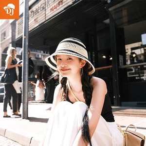 Sombrero de Pescador de Ganchillo <span class=keywords><strong>a</strong></span> Rayas de Moda 2026 para Mujer, Sombrero de Paja Transpirable para Playa, Protección Solar para Viajes al Aire Libre - Product Image 3