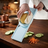 Mandoline multifonction 3-en-1 à épaisseur réglable manuellement, coupe-légumes PS, coupe-juliennes, lame en acier inoxydable, sécurité