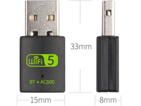 Dongle WiFi Dual Band 2.4G/5G 600mbps Berkualitas Tinggi 2-in-1 dengan Antarmuka USB2.0 untuk Laptop, Tanpa Driver, Kartu Jaringan Nirkabel, Tersedia