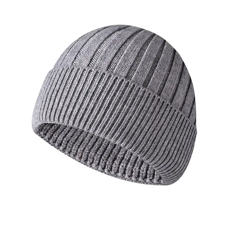 Cost-effective Light Grey Elegant Comfortable Fabrics Spring Autumn Wind-proof Hats Stripe Beanie