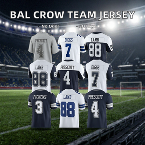 Maillot de football d'été à manches courtes antibactérien de haute qualité pour garçons, équipe BAL Crow, avec motifs en relief sur le devant, numéros 8-Jackson, 22-Henry, 4-Flowers - Product Image 2
