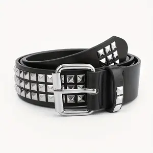 Factory Sale Customized Women's Men's Unisex Fashion Rivet Western Belt Punk Metal Buckles ladies waist belt