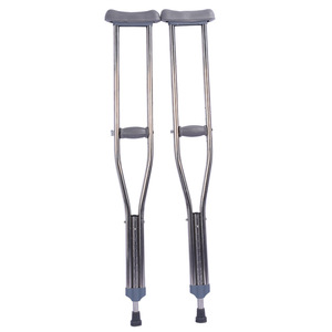 Stainless Steel Underarm Crutches Adjustable Height Walking Aid For Disabled Adults Grey - Product Image 1